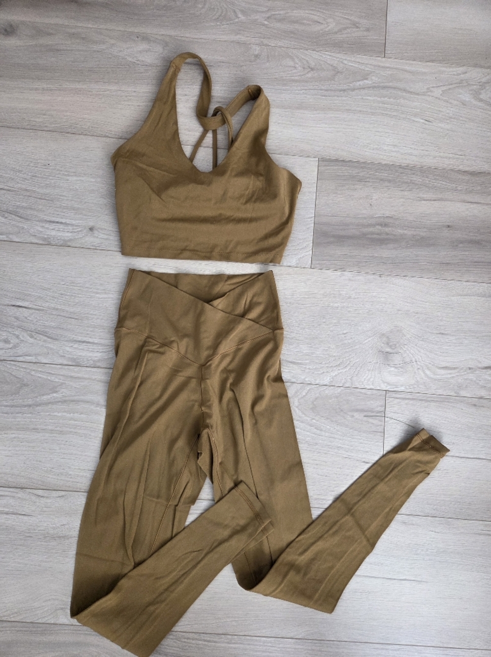 aerie Women's Mustard Brown Leggings and Sports Bra Set